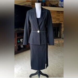 European Fashion Black Suit Topstiched White accents - from Europe